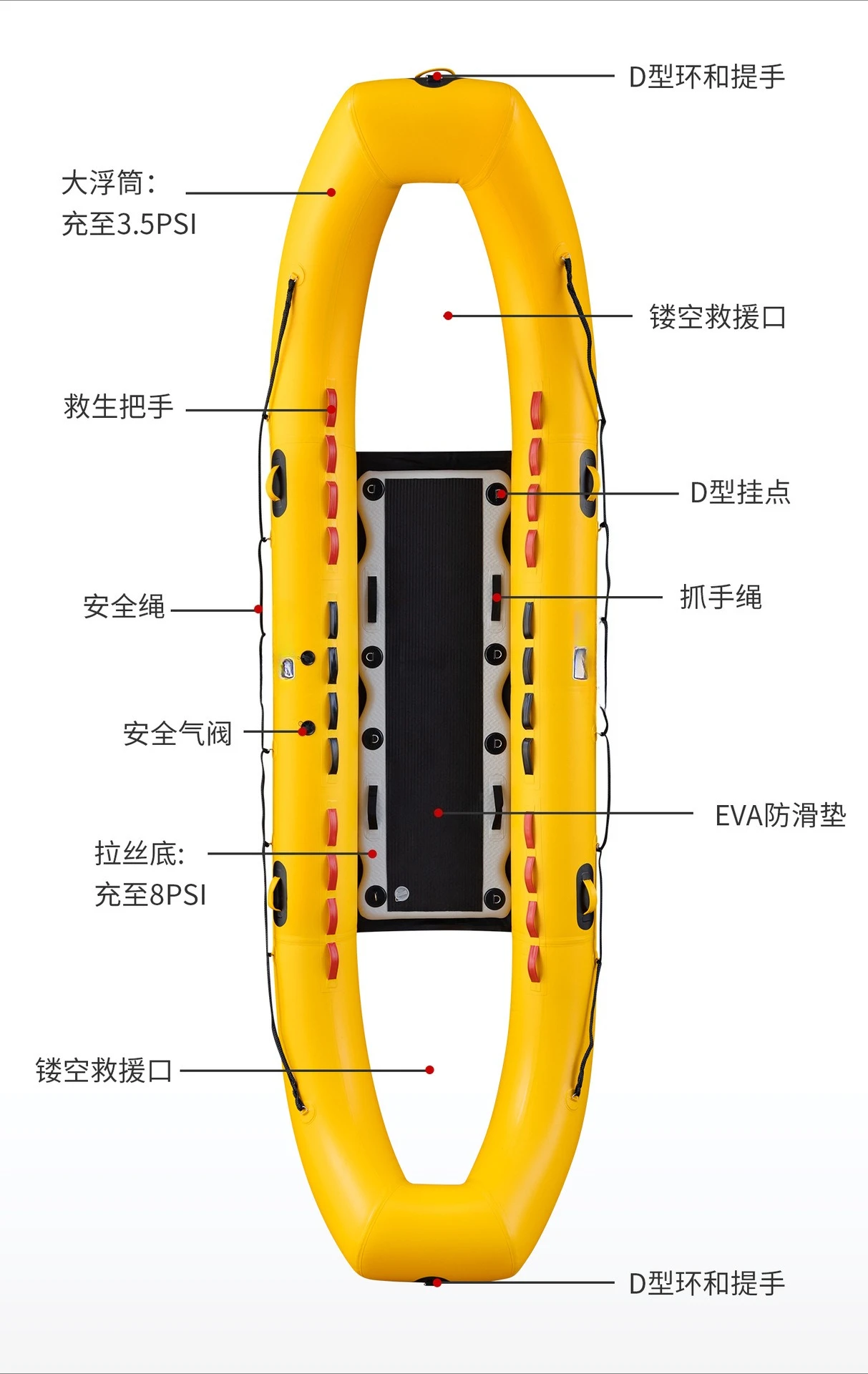Ice Rescue Boat Inflatable Skateboard Emergency Life Raft Water Gantry Snow Leather Ice Water Banana Boat