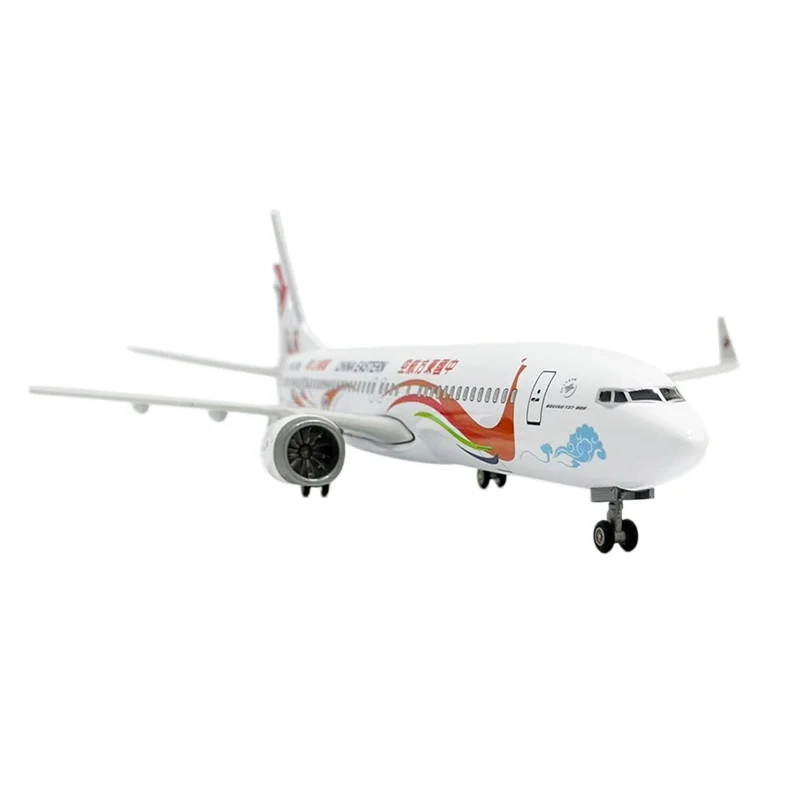 1:190 Scale Aircraft Model 37cm Chinese Peacock Airlines Boeing 737-800 Jetliner Light-Up Landing Gear Decorative Display Piece
