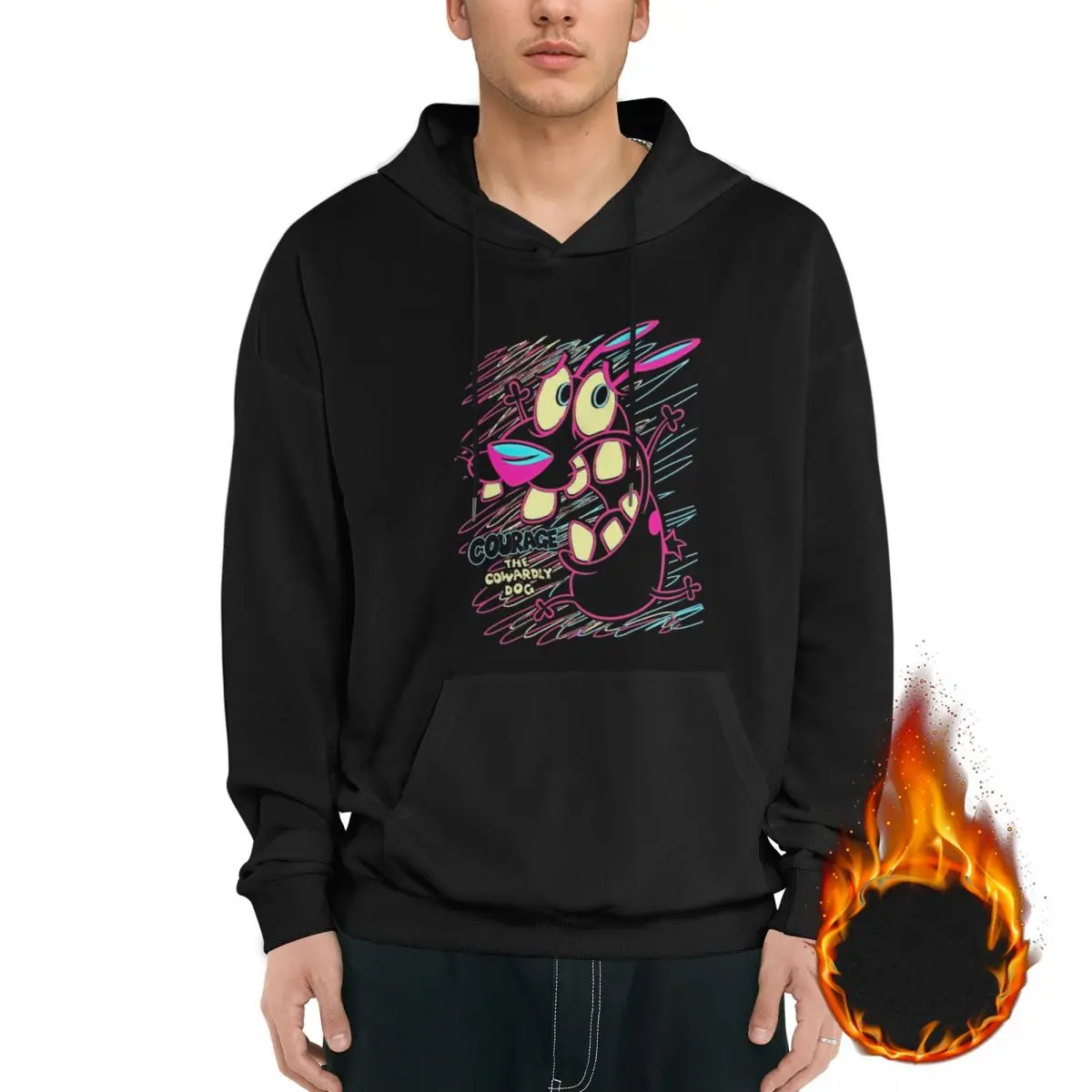 PantingThe Courage Pink Color Animal Gift For Fans Men's Fleece Hoodie Black Long -sleeved Hoodie