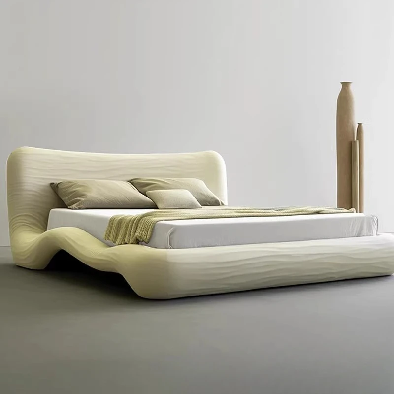 Italian fabric bed modern simple bed girls bedroom cream wind table bed