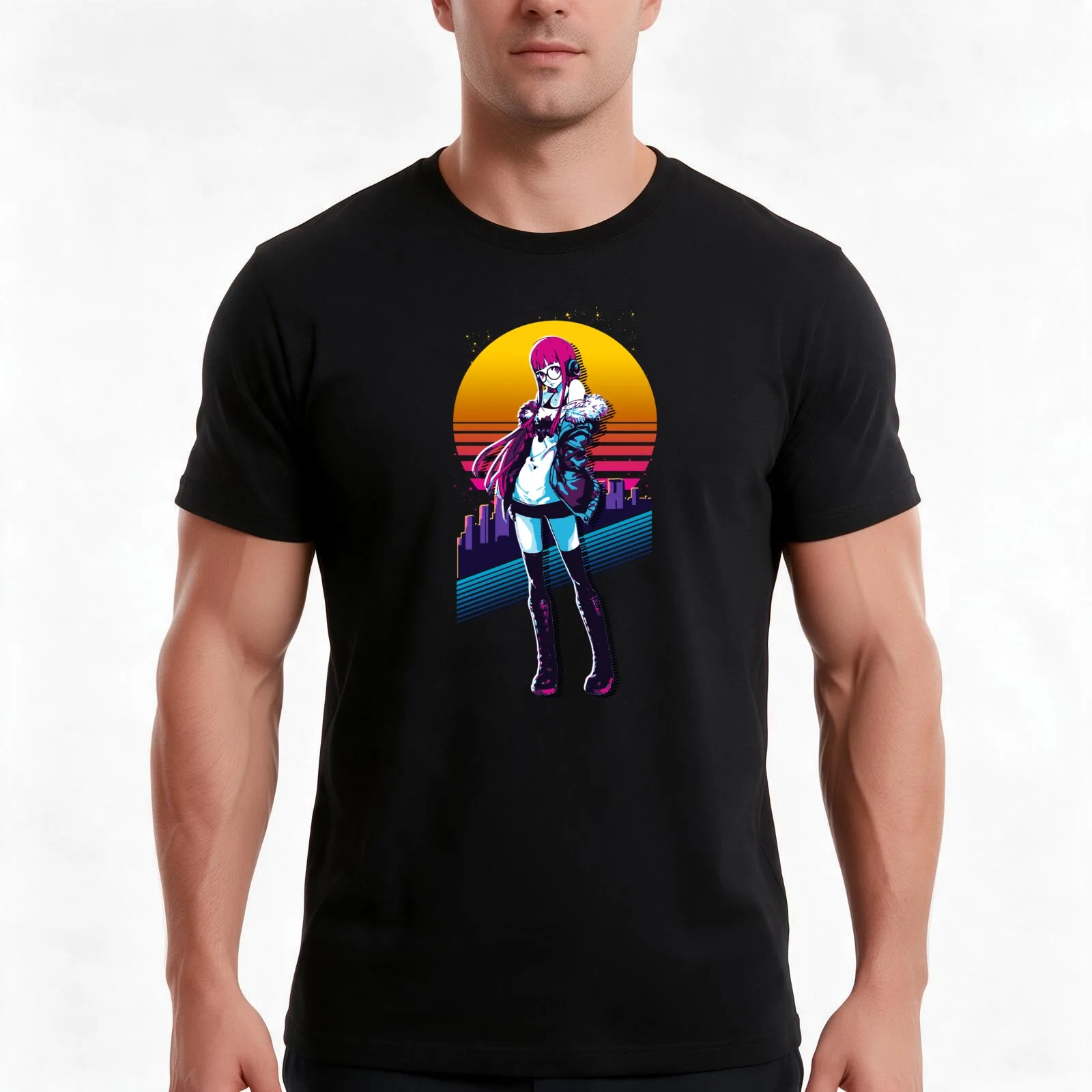 P5R - Futaba *80s retro* T-Shirt, Summer Casual Cotton Tee, Oversized Streetwear Tops, Vintage Graphic Print, Unisex Men Women