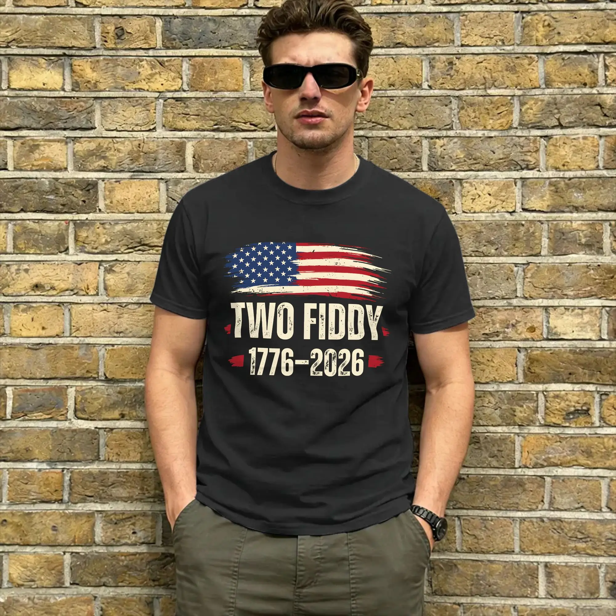 U.S. 250Th Anniversary Cotton T-Shirt For Men Summer Two Fiddy  Y2K Retro T Shirts Crew Neck Hip Hop Tees Big Size Clothing