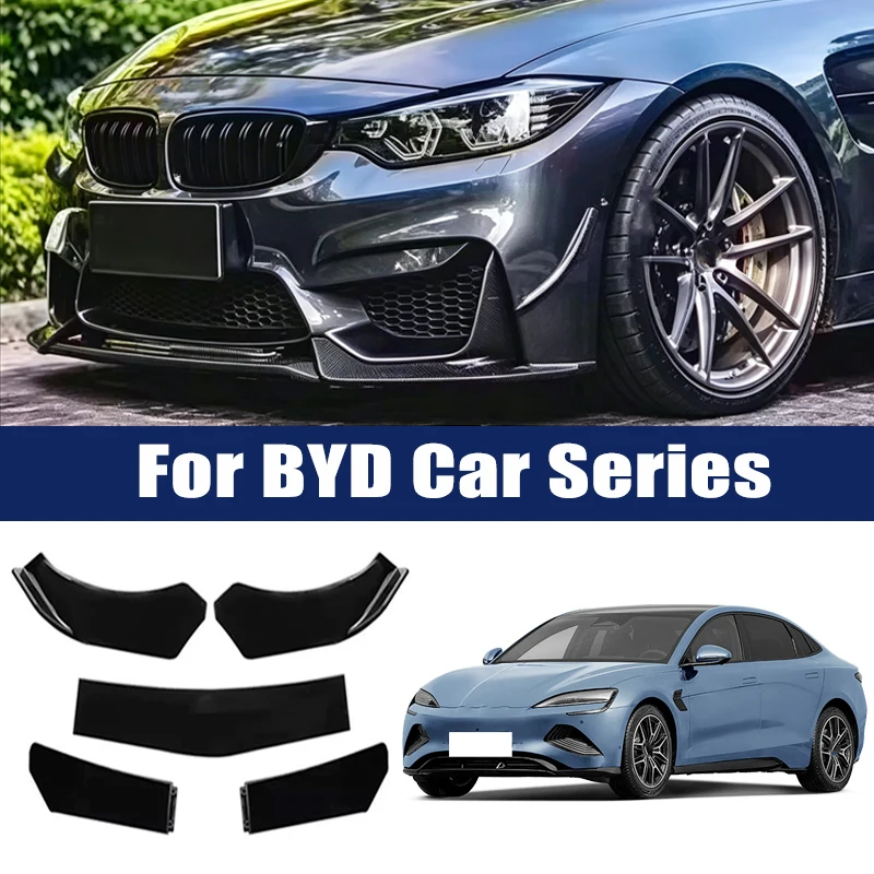 5Pcs ABS Front Bumper Lip Body Kit Spoiler Splitter Canard Trim Exterior Accessories For BYD Atto 3 Dolphin Tang DM Song PLUS