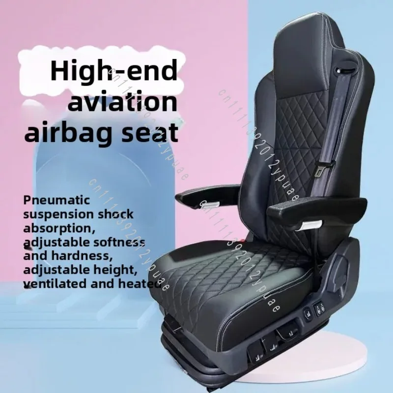 Premium Leather Truck Driver Seat, Four Seasons Universal Air Suspension Seat for Heavy Duty Vehicle