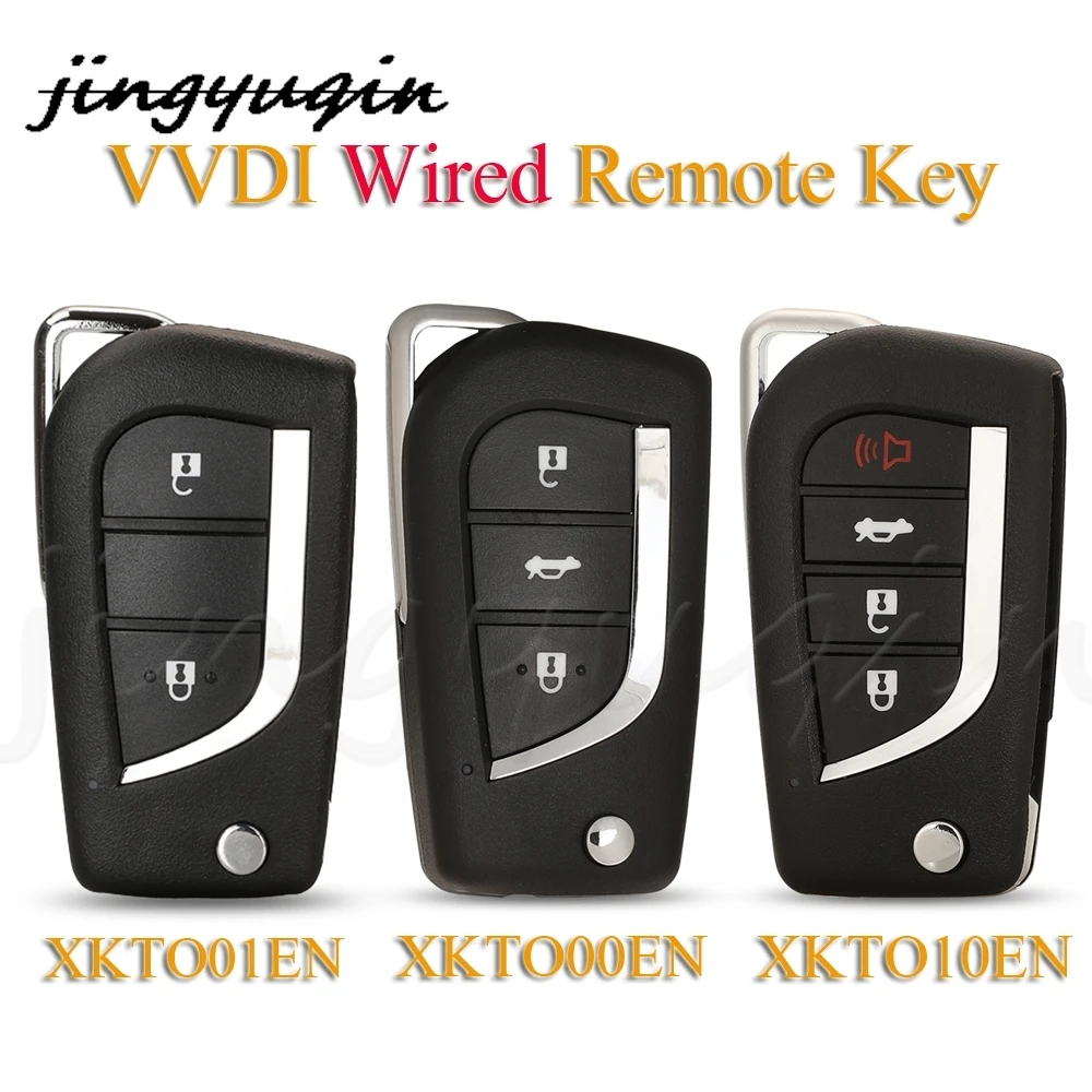 

jingyuqin 2/3/4 Buttons Universal Wired Remote Control Car Key For Xhorse Vvdi Fit Toyota Fob XKTO01EN XKTO10EN XKTO00EN