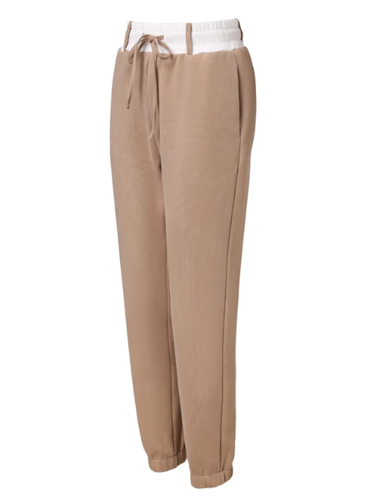 신축성 있는 허리 포켓 디자인 커프드 스웨트팬츠