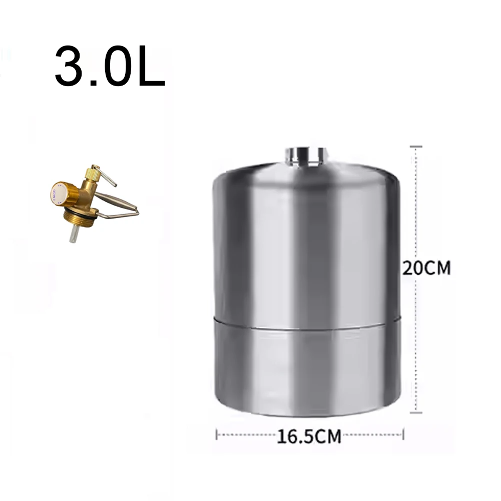 NONE 3,0/4,0 L/5,5 L Leere Gasflasche Kits Outdoor Camping Edelstahl Leere Nachfüllbare Propan Tank Recycelbare Kraftstoffflasche 6