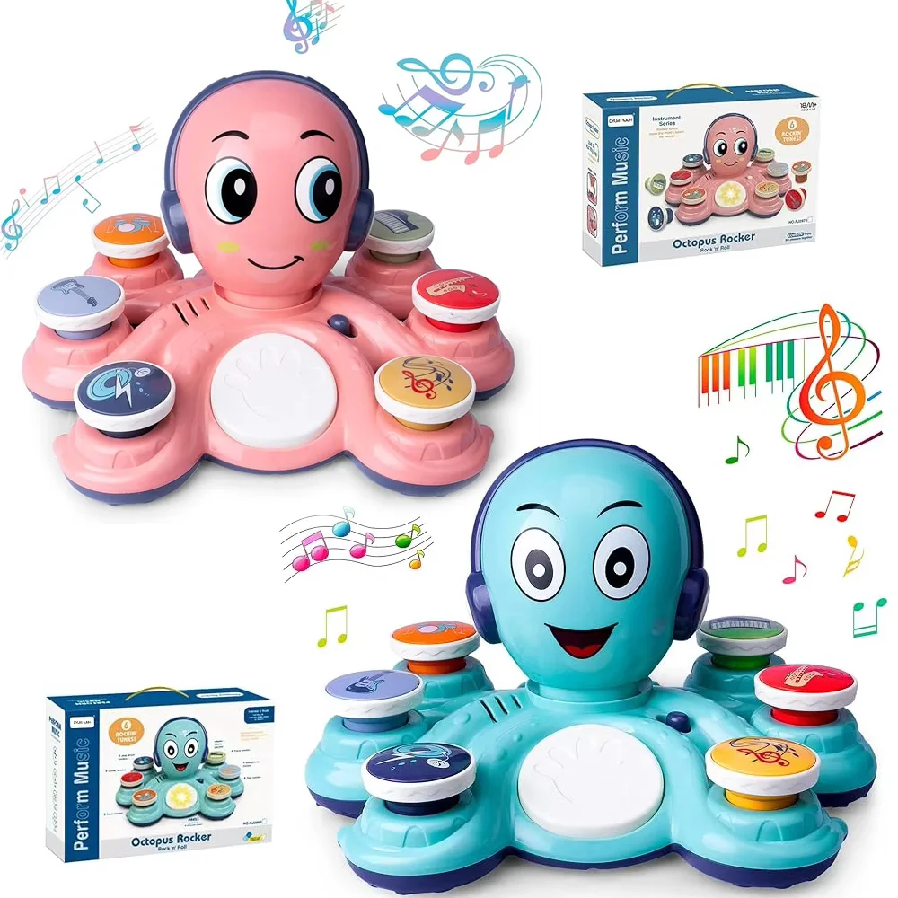 Baby Früherziehung Musikspielzeug Octopus Elektronisches Instrument mit Licht und Ton Kinder Interaktives Lerngeschenk