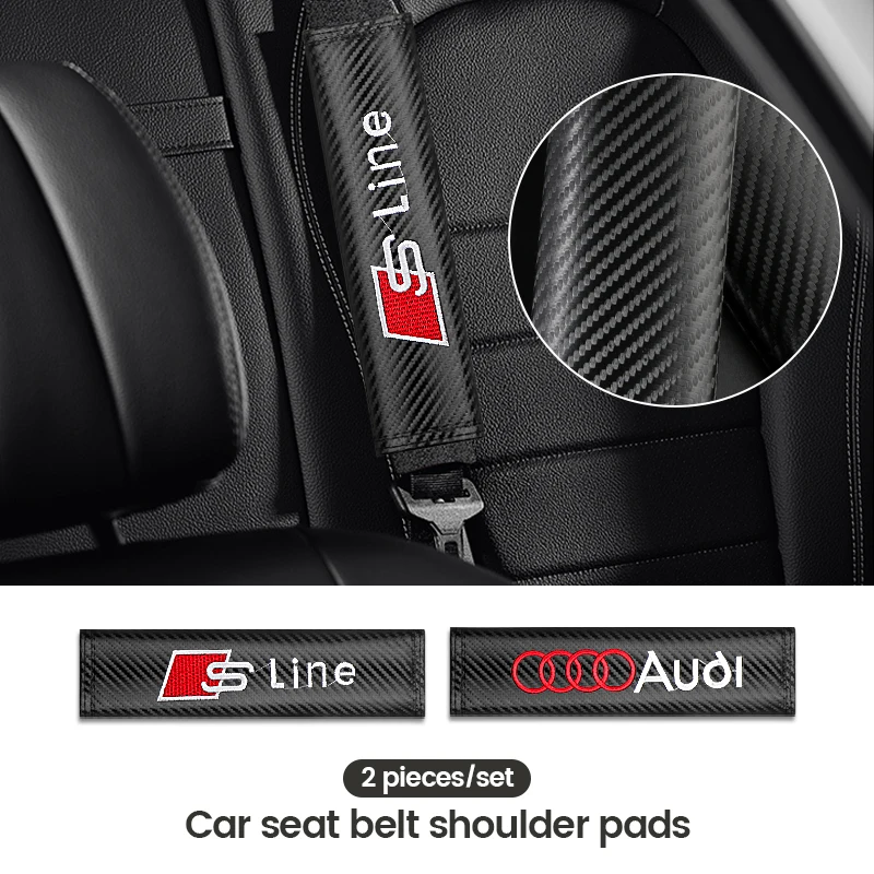 2PCS Car carbon fibre Seatbelt Shoulder Pad Driving Seat Belt Vehicle Pad Cover For Audi A4 b6 b8 b7 b9 b5 A6 A3 A8 Q3 Q5 Q7 Q8