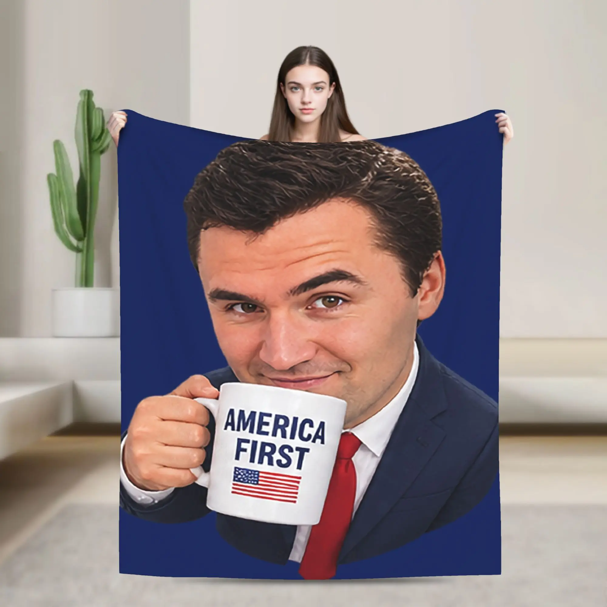 Comfortable Throw Blanket Plane Travel Charlie Kirk Meme Blanket  Flannel Bedspread For Sofa Home Novelty Sofa Bed Cover