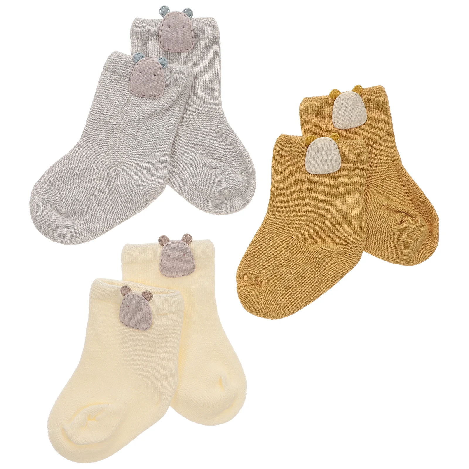 3 pares meias de bebê algodão macio respirável durável antiderrapante primavera outono dos desenhos animados meias panda tamanho xs 0-6 meses recém-nascido criança