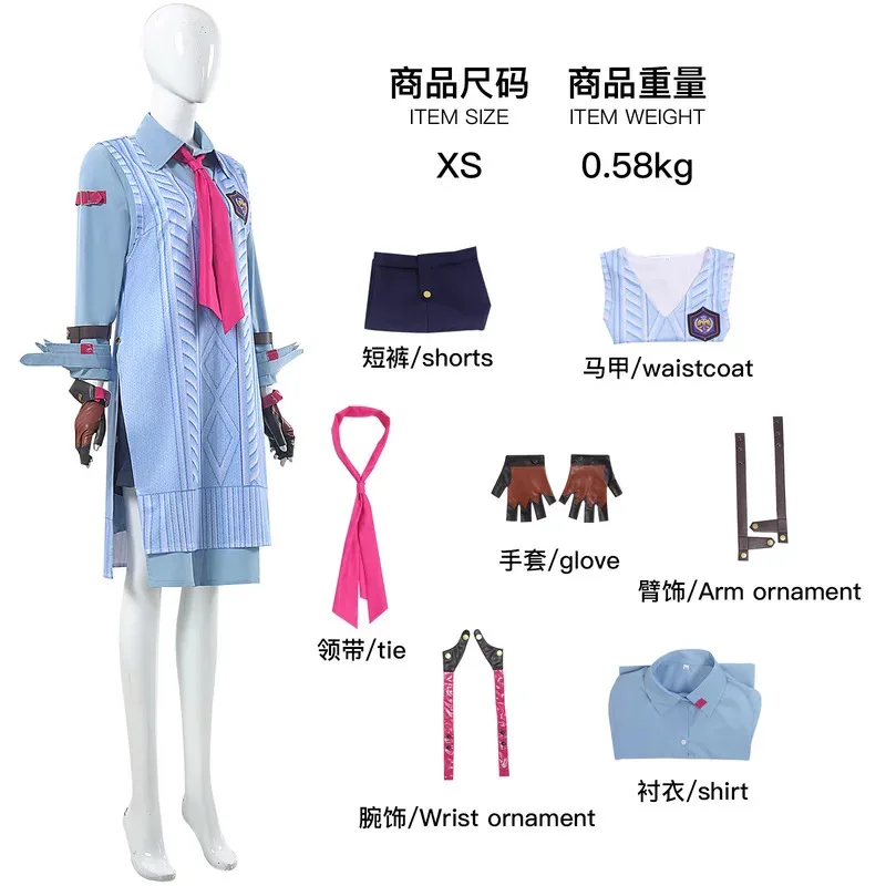 CyAsuka Kazama Cosplay Game Tekken 8 Kostum Wanita Seragam Panjang Celana Pendek Dasi Pakaian Setelan Pakaian Pesta Halloween untuk Wanita Anak Perempuan