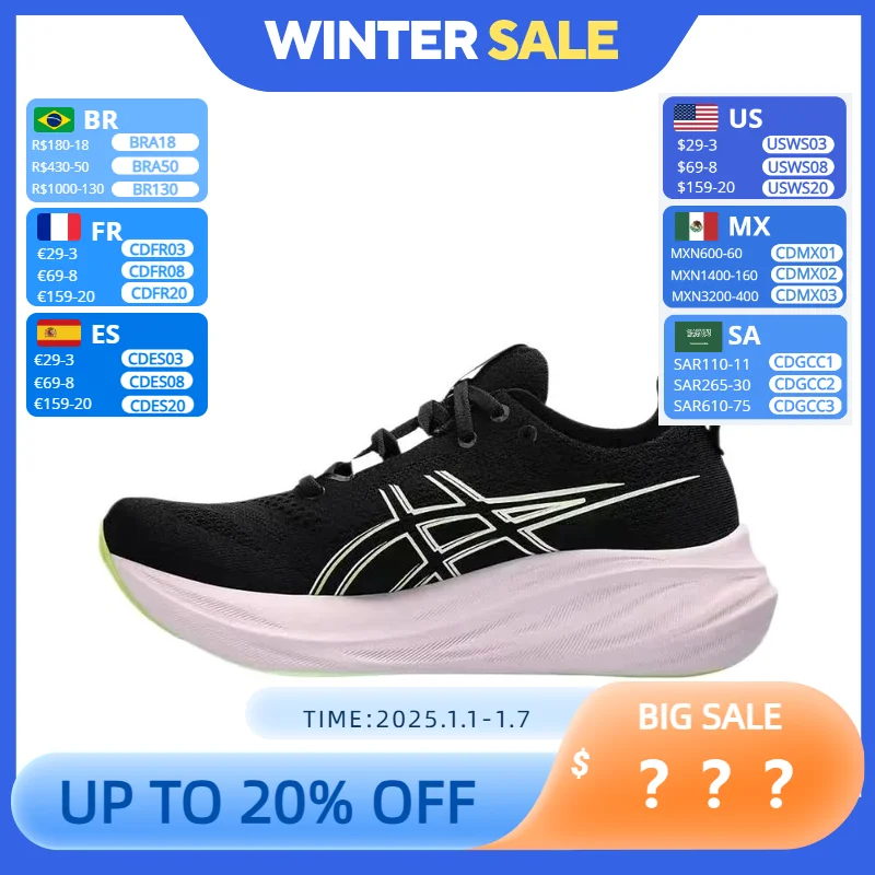 Asics Nimbus 26 Women Running Shoes Tenis Original Cushion Nimbus 26 Women Sneaker Breathable Sport Pink