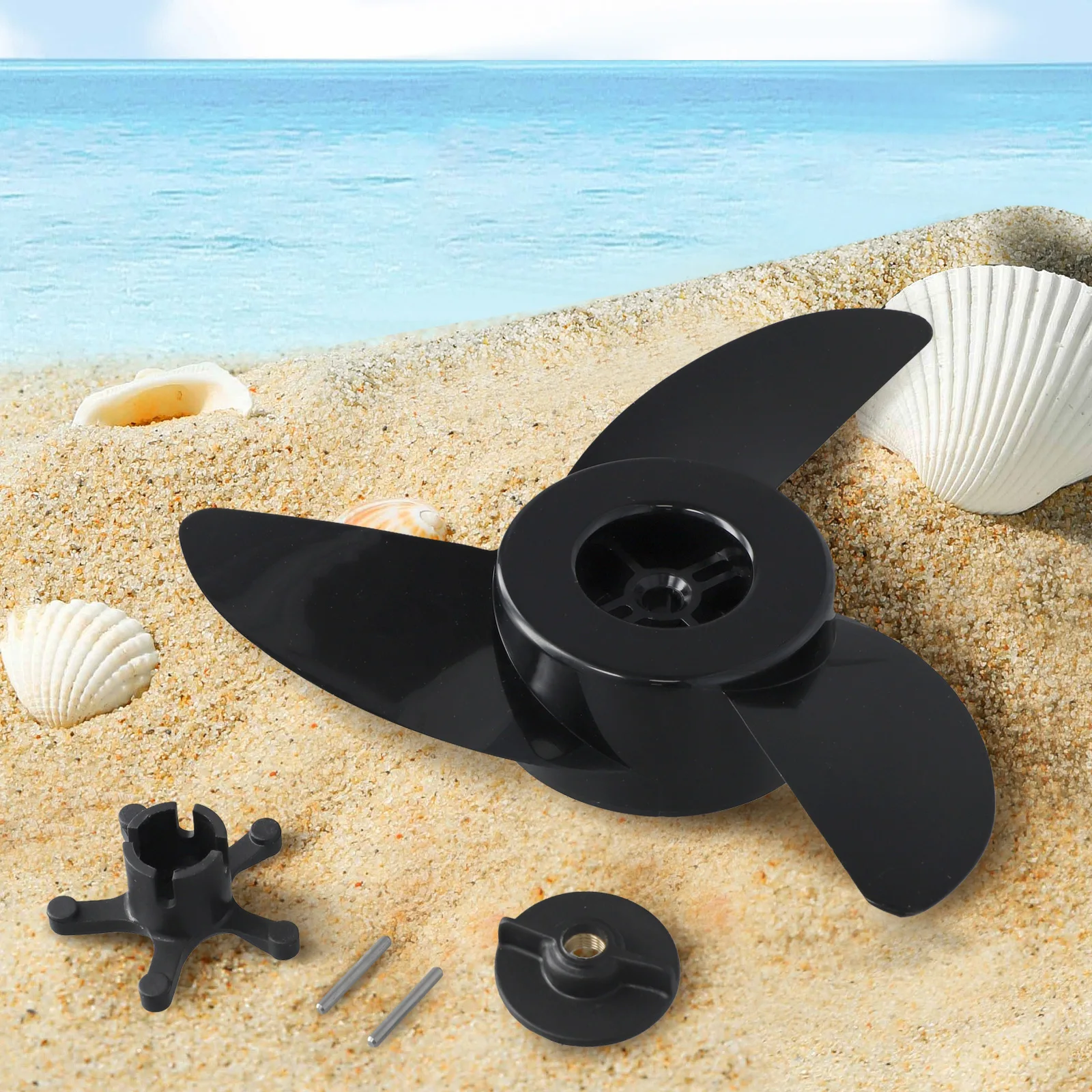 Three-blade Propeller Replacement Watersnake Wear-resistance Black Electric Motor Outboard Plastic Accessories