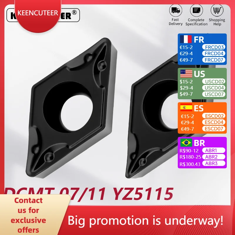 

Набор из 10 предметов серии DCMT — DCMT070204/070208/11T304/11T308 DCCT11T308 Твердосплавные вставки Инструменты для внутренней токарной обработки с ЧПУ