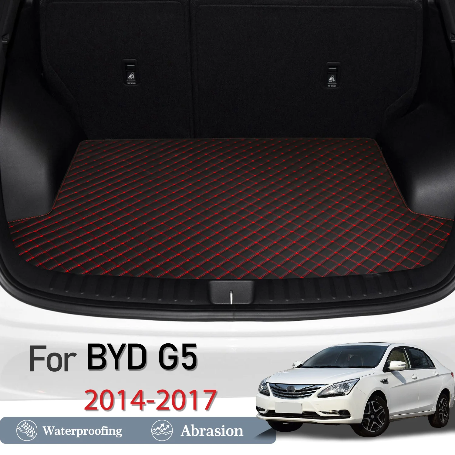 New Artificial Leather Car Trunk Mat Rear Trunk Cargo Protective Mat Car Interior Accessories For BYD G5  2014-2017