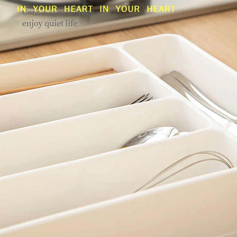 【X】4/5 Compartments Cutlery Organizer Daily Drawer Divider Tray Rectangle Easy Clean Home Kitchen Spoon Fork Separation Box