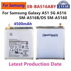 Bateria de substituição para Samsung Galaxy A51 5G, EB-BA516ABY, 4500mAh, não para 4G, A516, SM-A516B, DS, SM-A5160, Brand New