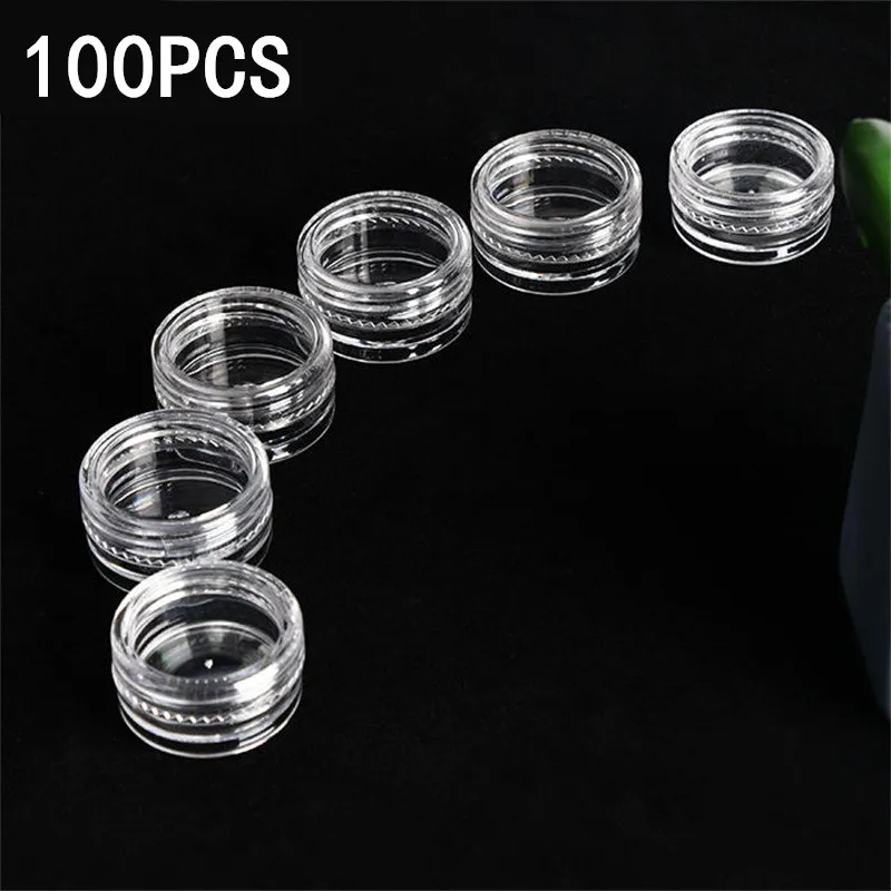 

50/100pcs 2.5g Clear Small Can Tin Container for Balm Cream Jar Sample Cosmetic Bottles Transparent Pot for Nail Decorations