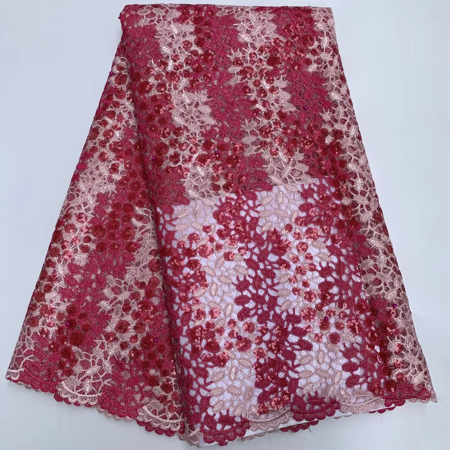 

High-Quality Shiny Sequins Tulle Lace Fabric Nigerian African Embroidery Mesh for Party Asoebi Dress Latest 2025 Style