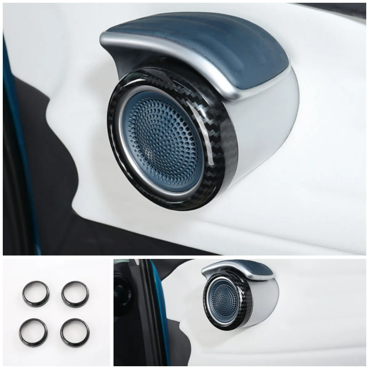 

Для BYD Atto 3 Yuan Plus 2022 2023, аксессуары для интерьера, дверной динамик из углеродного волокна, крышка аудиодинамика, накладка