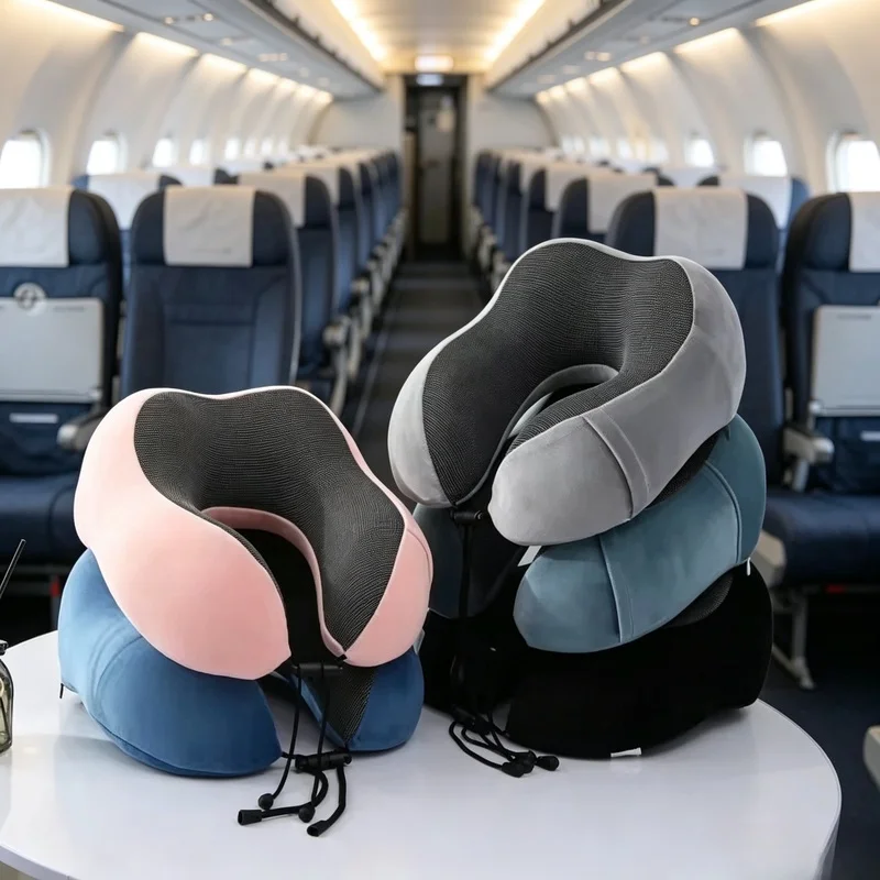 1 Stück Cartoon Memory Foam Langsam Rückfederndes U-förmiges Reisekissen, Nackenstütze Kopfstütze für Flugzeug Nickerchen Reise