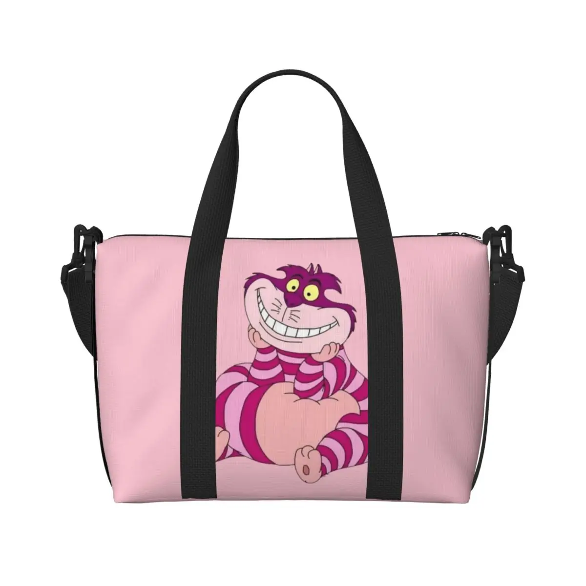 

Custom C-Cheshire Cat Beach Tote Bag Women Extra Large Gym Carry On Travel Shopping Bags