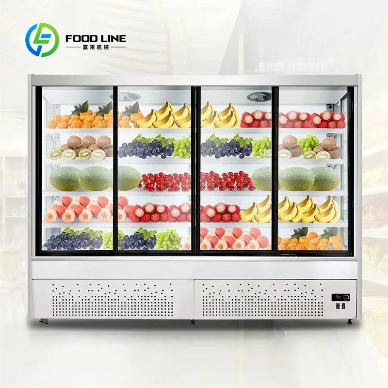 Customized Compressor Refrigerated Display Showcase Cooler with Air Curtain Glass Door Fan Cooling Cool Climate Type