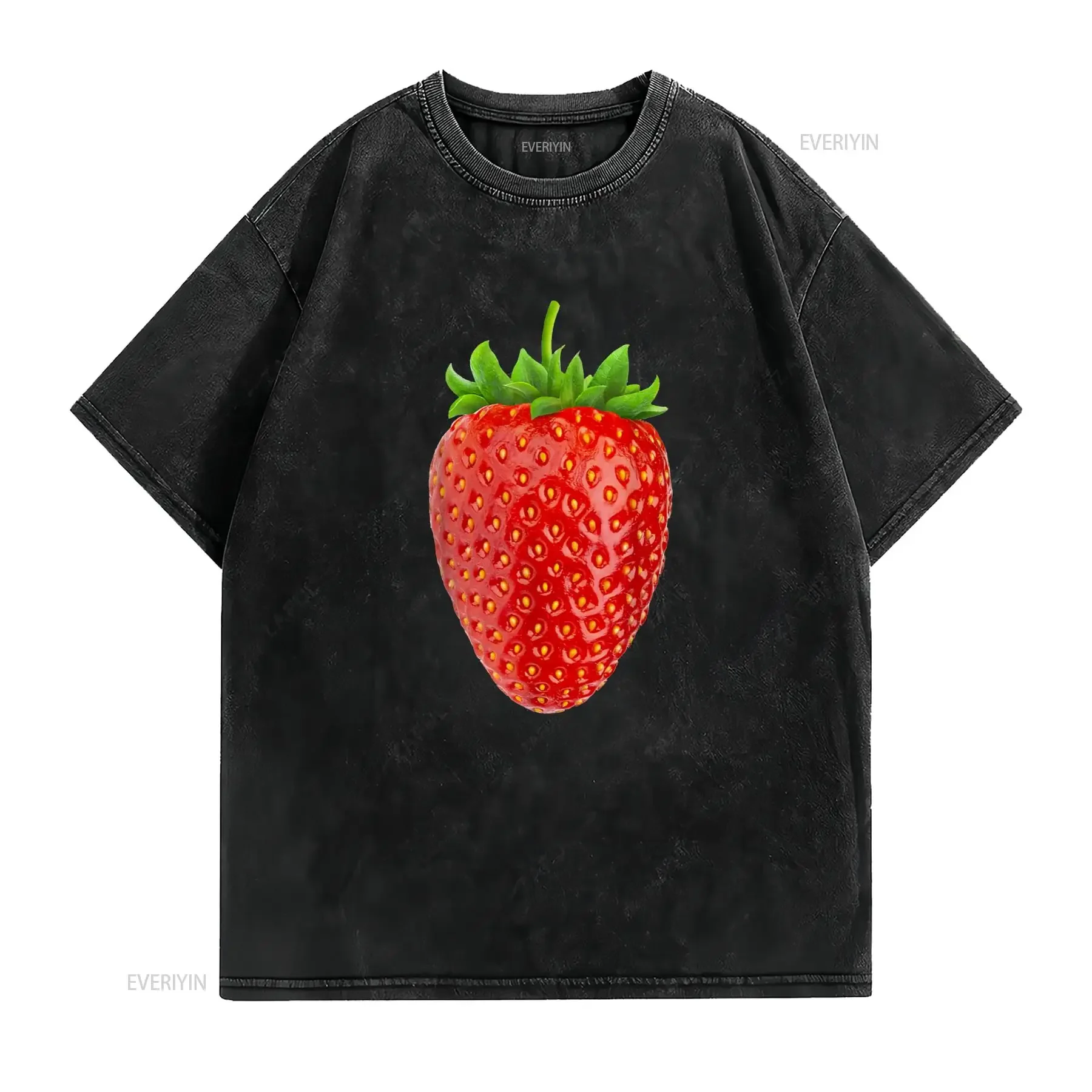 Strawberry T Shirt vintage Washed Slightly Breathable Casual Stylish Comfortable graphic fashion Top For Everyday Wear
