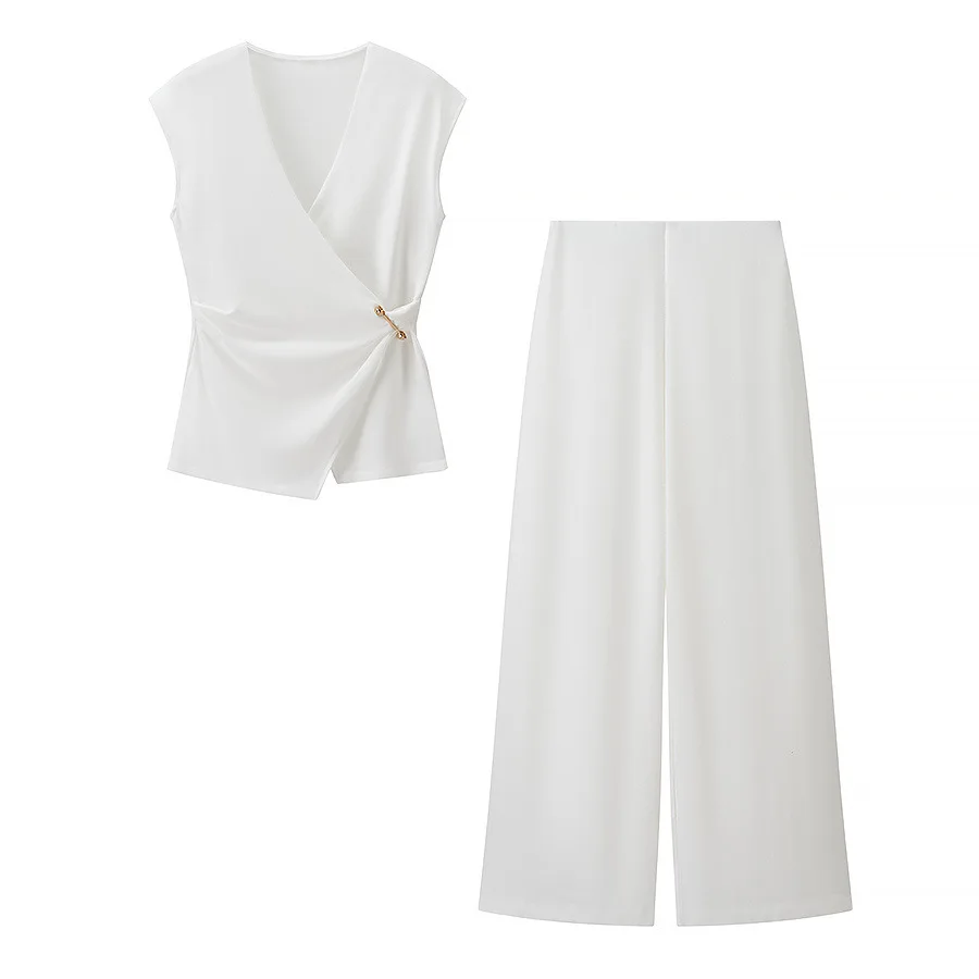 Sommer Neue Stil Lose Pin Qualität Ärmelloses Top Und Hosen Set Europäischen Und Amerikanischen Stil frauen Mode Casual Outfit