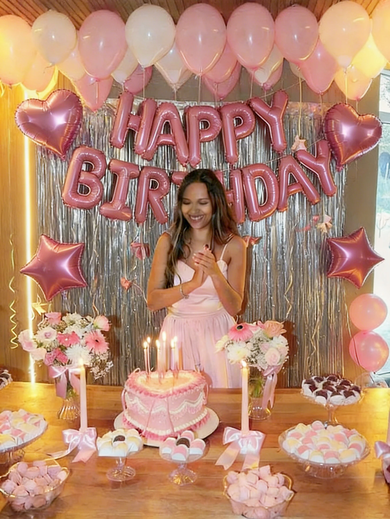 49-Piece Pink & White Birthday Balloon Set — Party Scene Decorations, Home Party Backdrop Decor, Bachelorette Parties, Birthdays