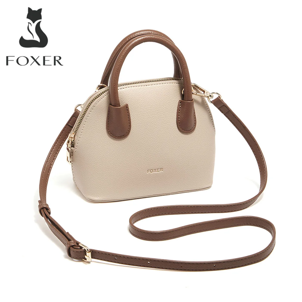

FOXER Brand Women's Handbag PU Leather Casual Female Shoulder Bag Large Capacity Daily Crossbody Bag Purse Commuting Bag