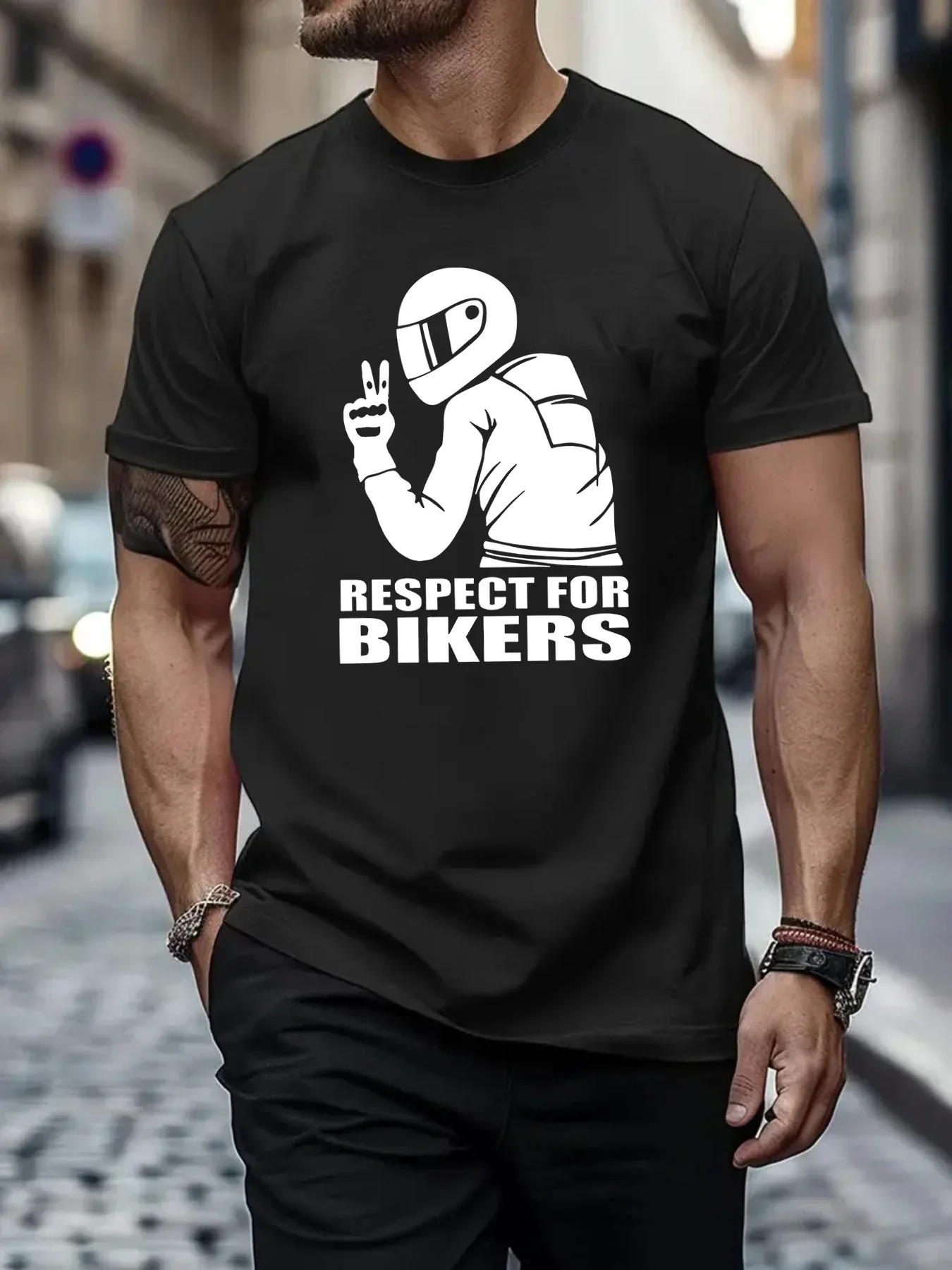

Футболка «Respect for Bikers» Motorcycle Rider, 100% хлопок, с круглым вырезом и коротким рукавом, летняя повседневная мужская футболка, уличная одежда