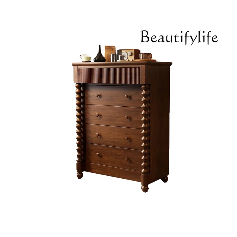 

French Style Chest of Drawers Solid Wood Home Curio Cabinet Locker Antique Style TV Bench for Bedroom