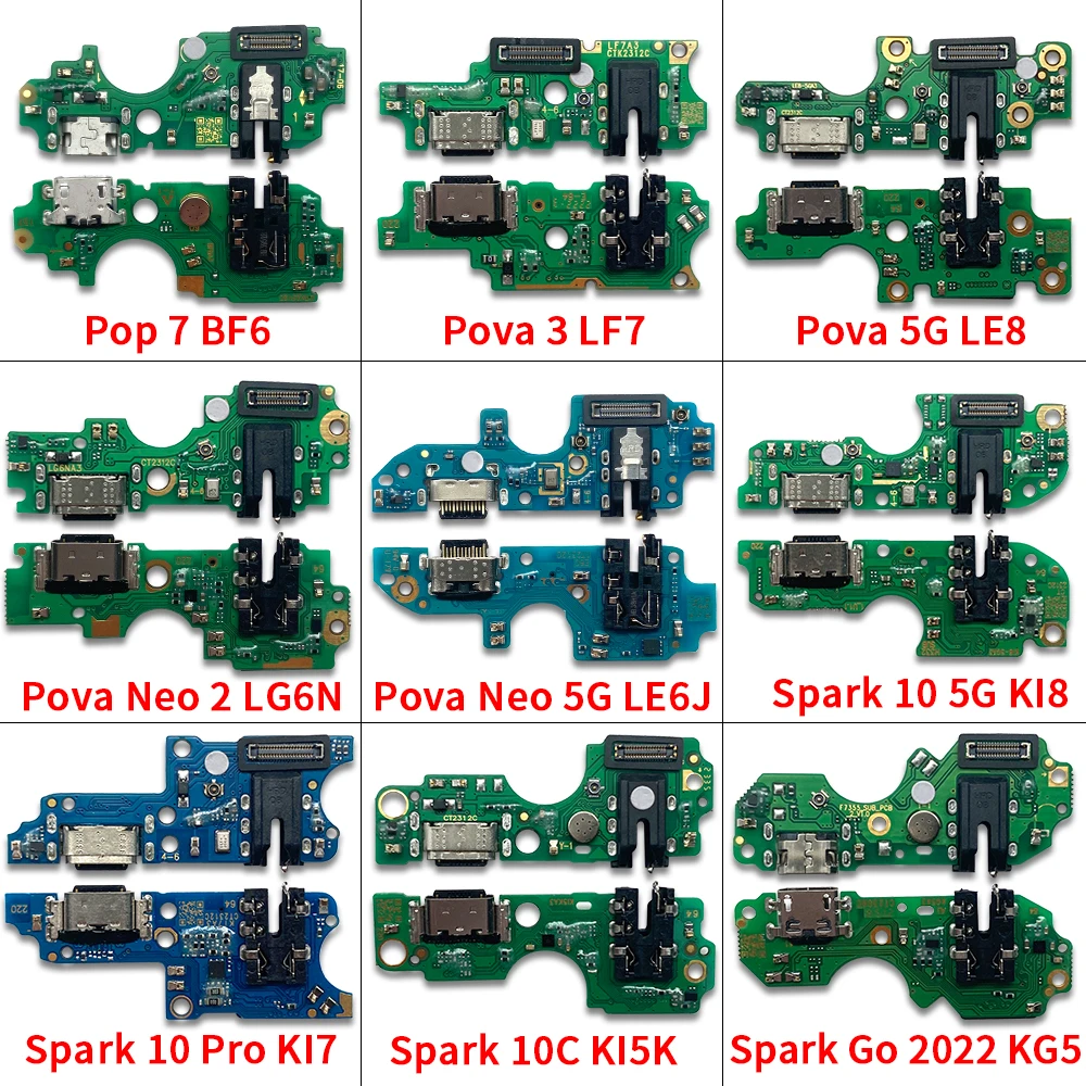 Dock Connector Micro USB Charger Charging Port Flex Cable Board Microphone For Infinix Camon 18T 20 Pro Ck6n Ck7N Tecno Pop 7