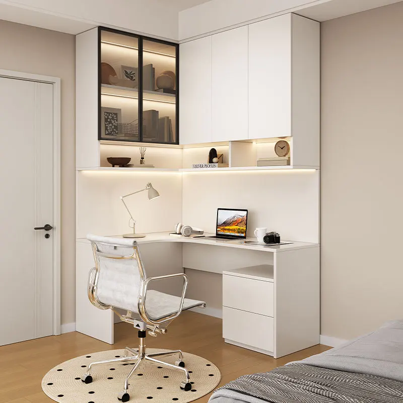 

Modern corner desk bookshelf, study bookcase, computer desk, home study table, bedroom light luxury desk