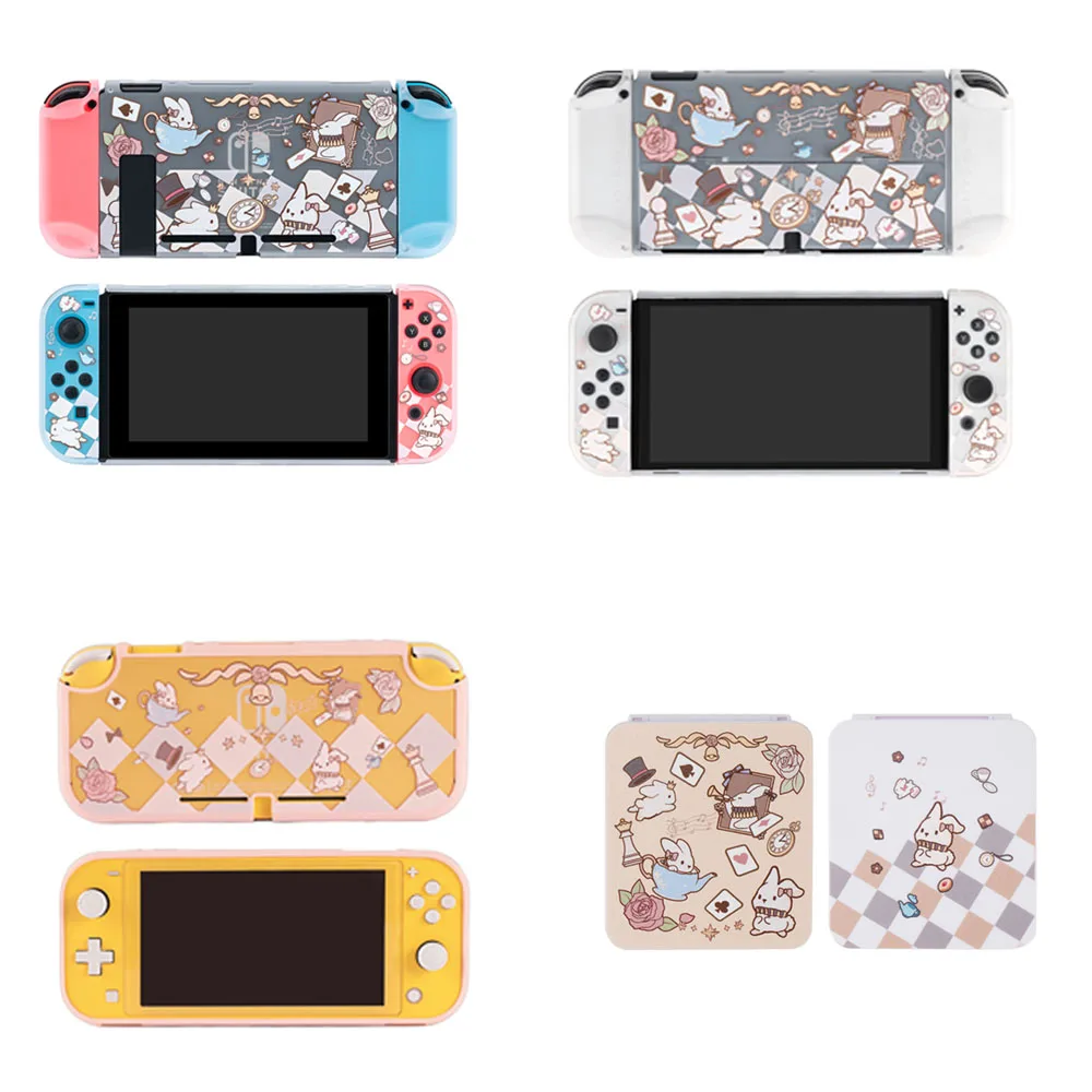 Rabbit Transparent Protective Case for Nintendo Switch / OLED / Lite - Bunny Theme Frosted Detachable Hard Shell Game Card Box