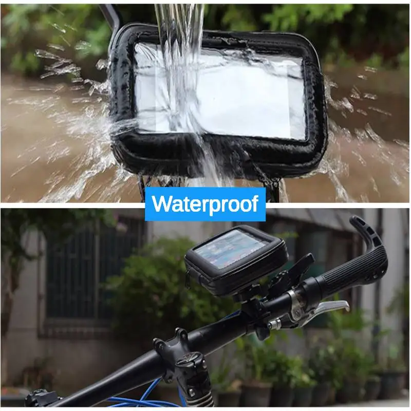 Soporte de teléfono para bicicleta, bolsa de teléfono impermeable para Moto, espejo retrovisor