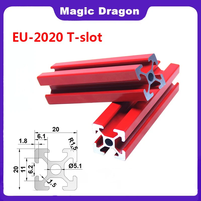 

4PCS 2020 2020N1 2020N2 2020N3 2020R T-Slot EU Red Aluminum Profile Extrusion Linear Rail for CNC 3D Printer or Device Framework