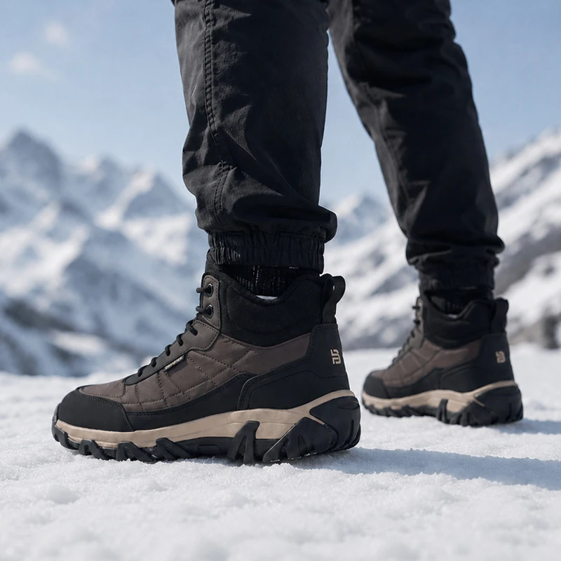 Baasploa Men Winter Walking Shoes Water Resistant Casaul Sneakers Comfort Plush Warm Boots Male Footwear Non-Slip Wear-Resistant