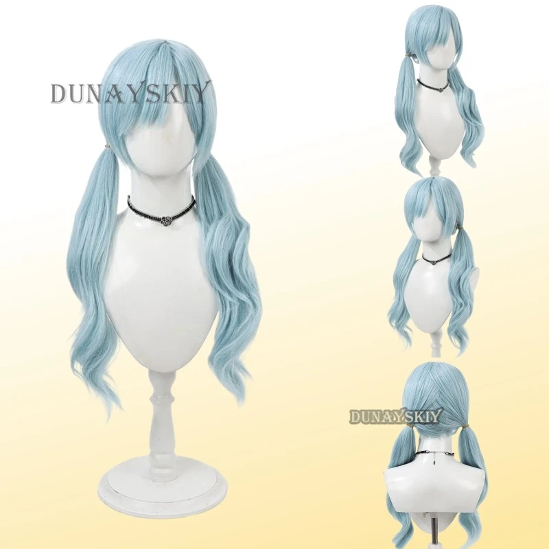 Hinomori shizuku cosplay synthetische haar perücken projekt sekai bunte bühne! Kunststück. 60cm lange blaue cos Perücke hitze beständig