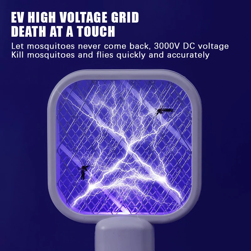 USB Mosquito Swatter Electric Fly Trap Racket with UV Light Powerful Shock Safe for Indoor Bedroom Pest Insect Killer