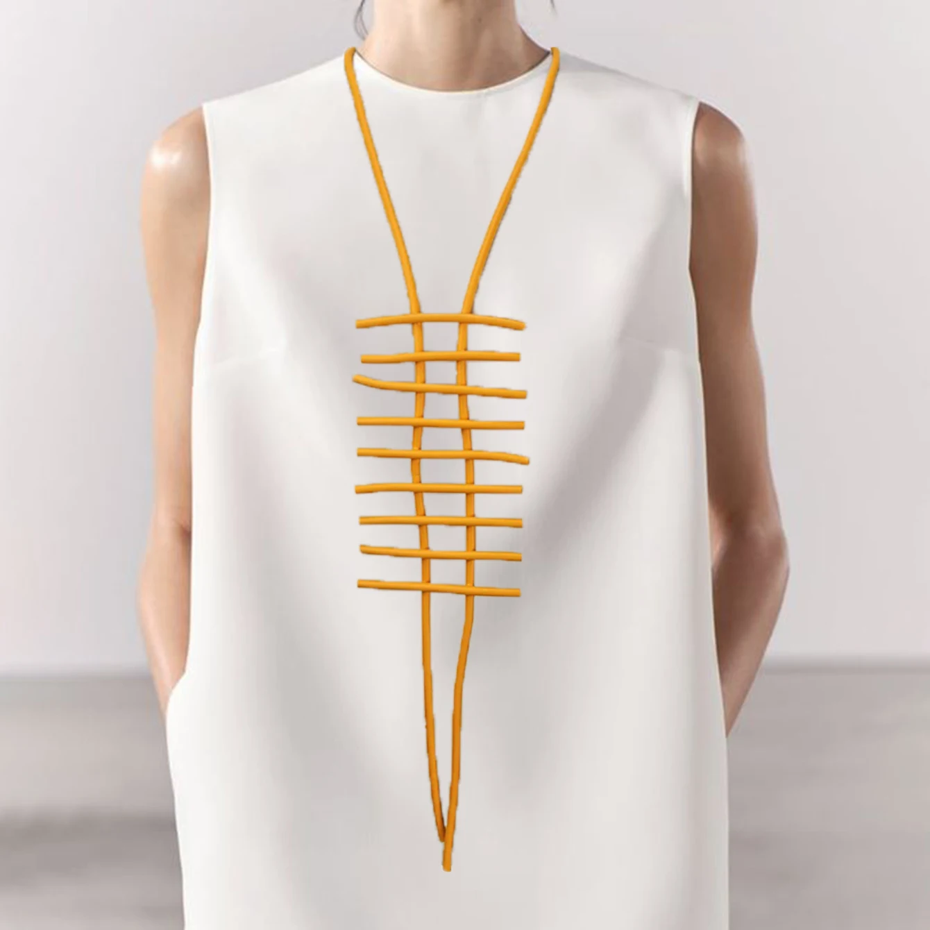 UKEBAY New Gothic Pendant Colorful Rubber Chain Long 6 Color Optional Geometric Sweater Chain Handmade Design Clothing Necklace
