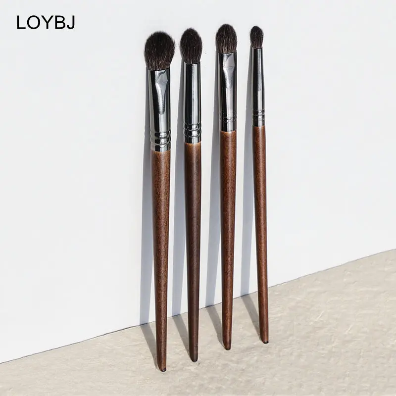 LOYBJ 4pcs Eyeshadow Brush Goat Hair Eye Makeup Brushes Cosmetic Liner Eye Shadow Contour Blending Details Make Up Brush Tools