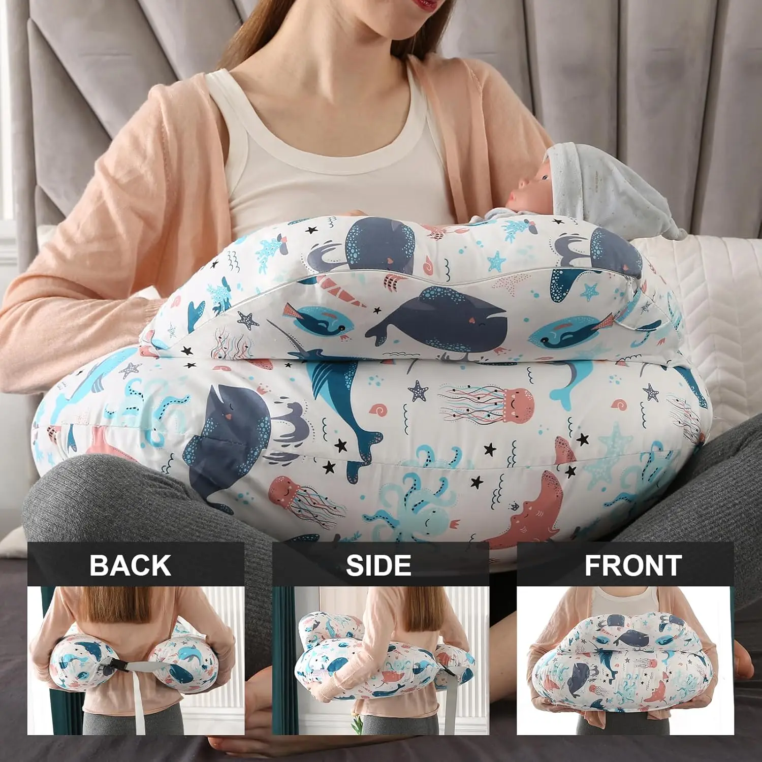 Nursing Pillow Multifunctional Breastfeeding with 100% Cotton Pillowcase Pregnancy Pillow Breastfeeding Pillows Gifts for Moms