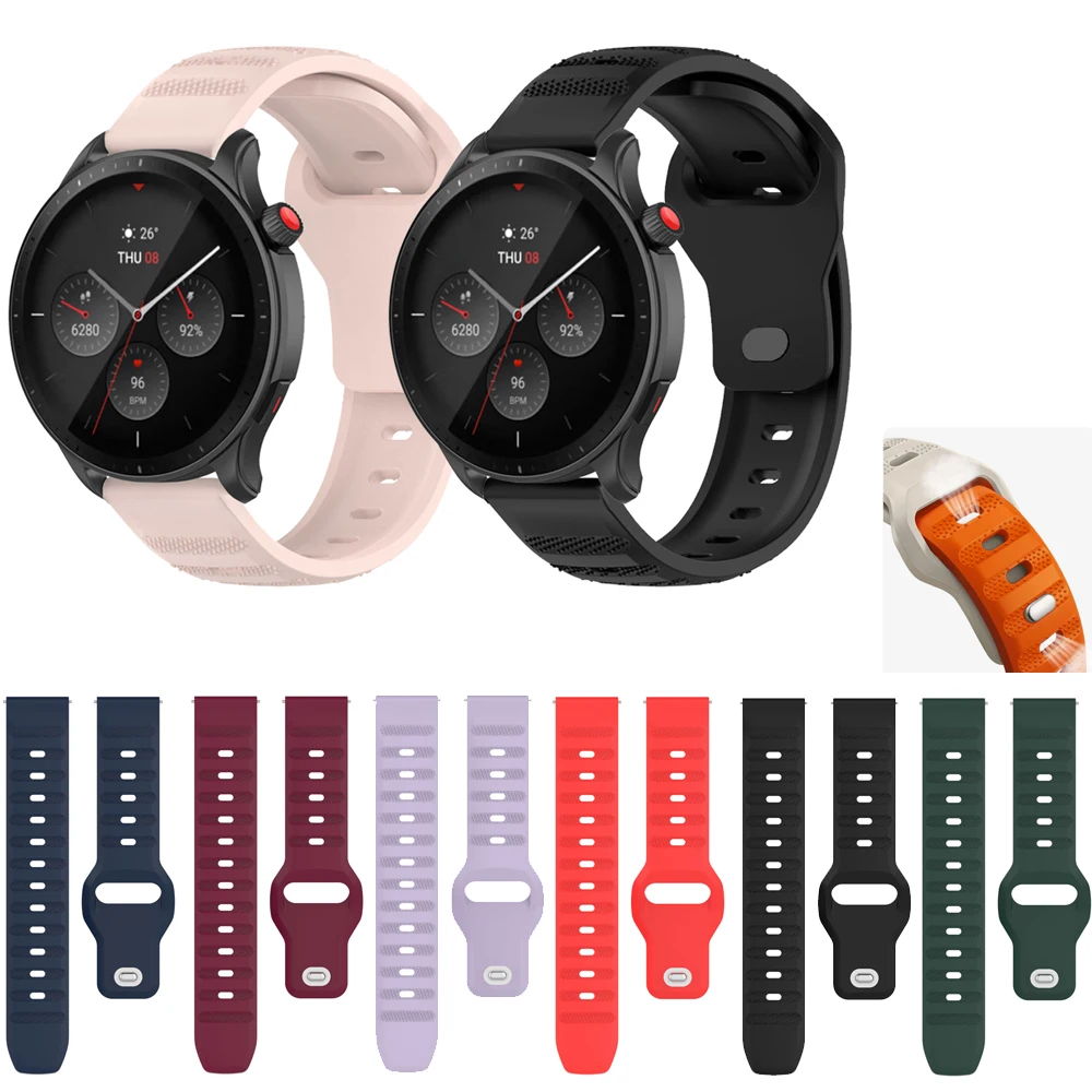 20mm 22mm Sport Silicone Watch Strap Band With Connector For Huami Amazfit GTR Mini GTR 47mm  2E/GTR2/GTR4 Smart Watch wristband