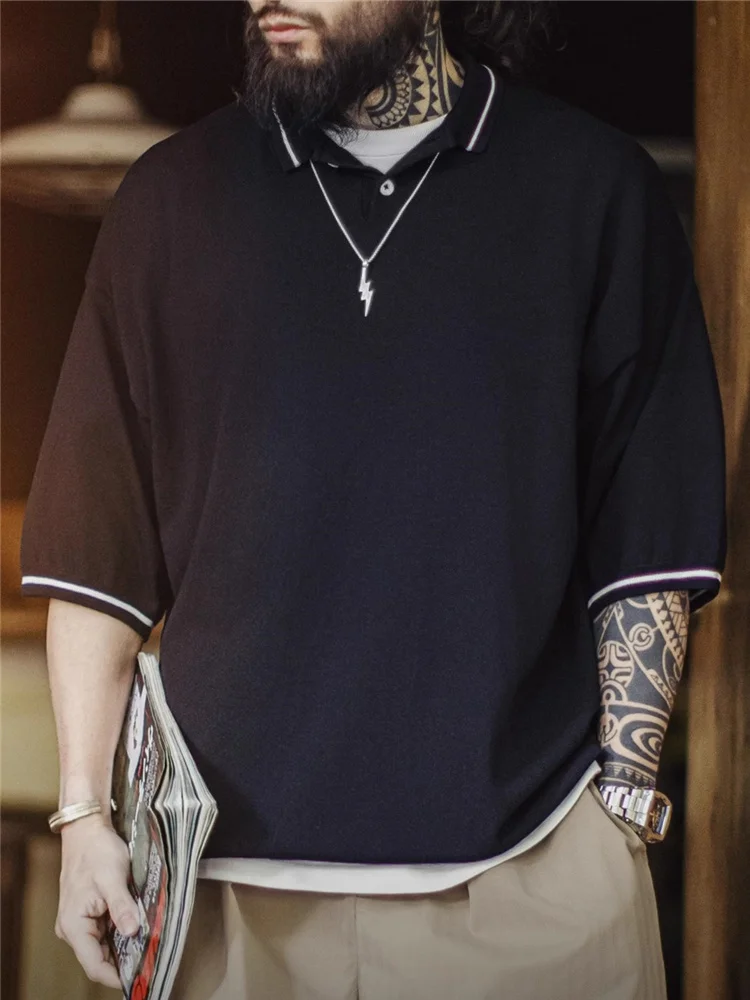 Maden American Functional  Shirt Black Loose Drapey Short Sleeve Men Summer T-Shirt Youth Popular Style Regular Sleeve Le...