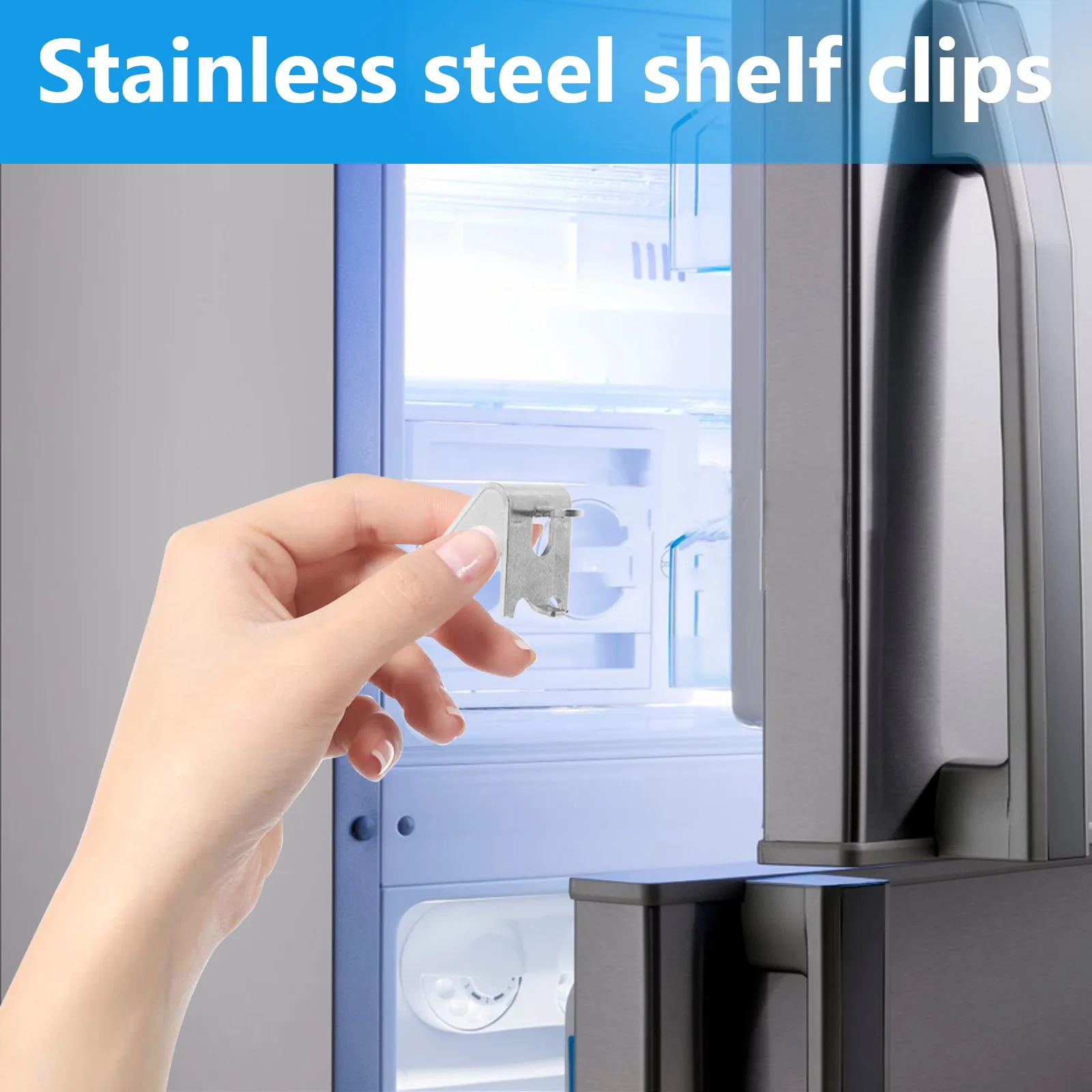 

8pcs Stainless Steel Shelf Clips Freezer Support Hooks Refrigerator Compatible Cooler Brackets Metal Buckle Hardware