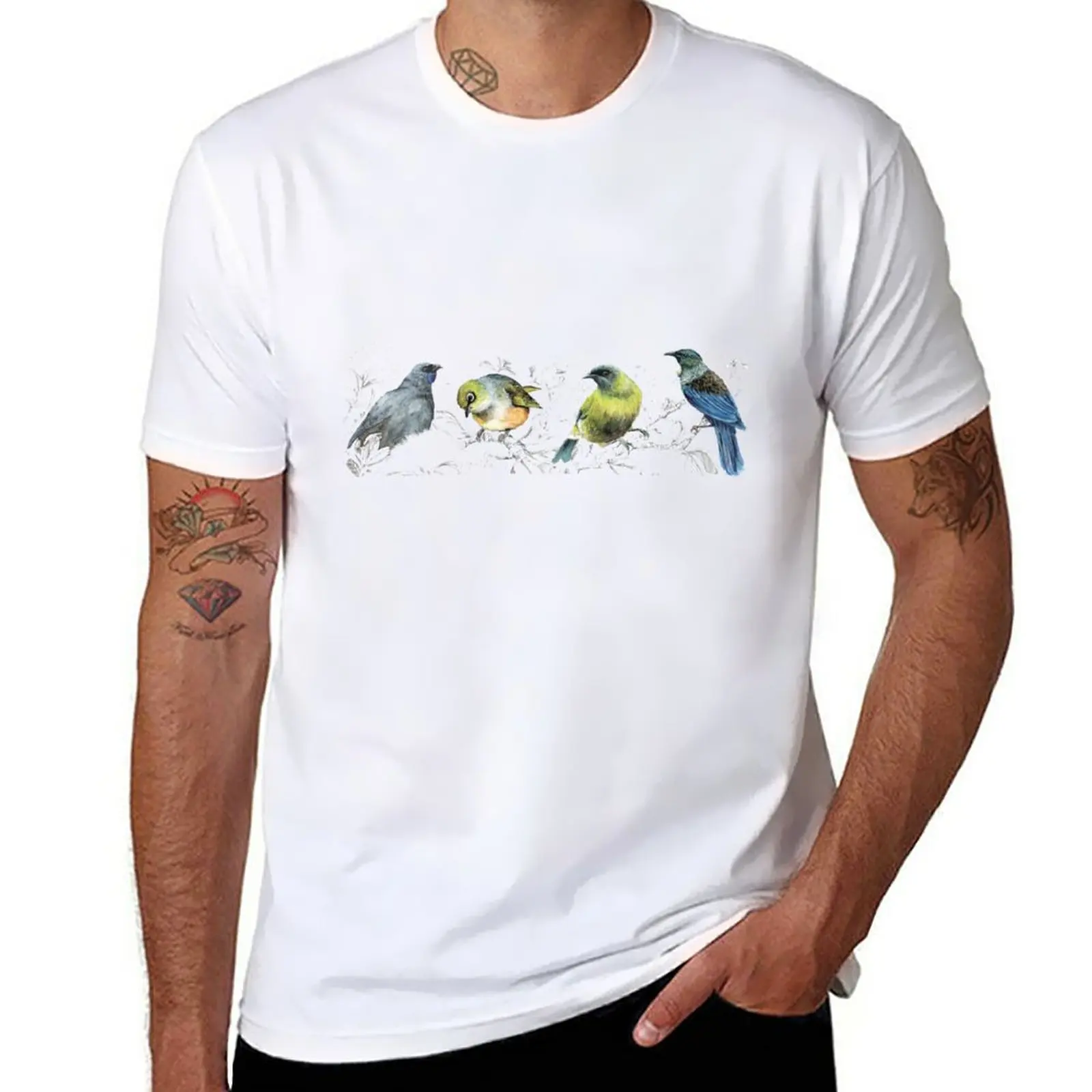 

New Mr Kokako, Mr Tui, Mr Sylvereye, Mr bellbird on a branch T-Shirt custom t shirt mens champion t shirts