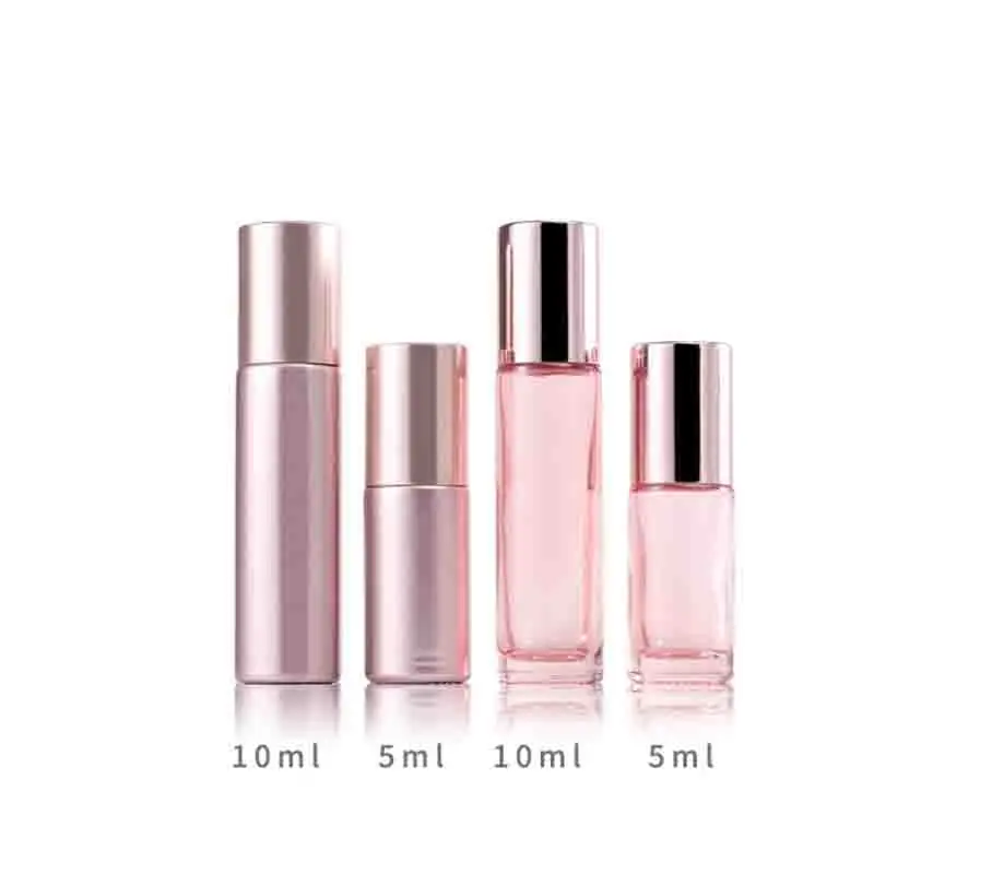 5ml 10ml rosa Farbe dicke Glas rolle ätherisches Öl leere Parfüm flasche Rollerball flasche für Reise kosmetik behälter